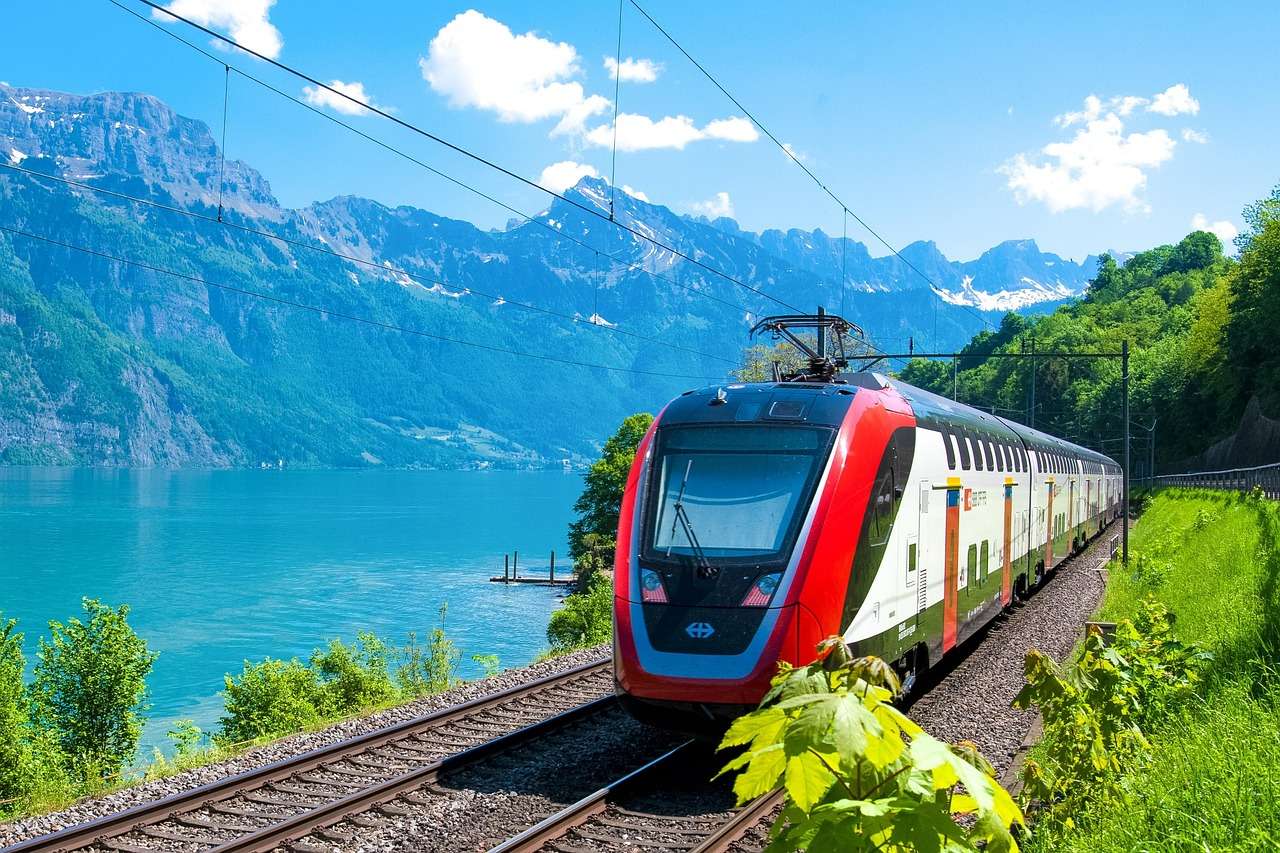 rail, passenger train, sbb, db, bombardier, intercity, public means of transport, rail traffic, to travel, swiss federal railways, rail transport, nature, walensee, churfirsten, mountains